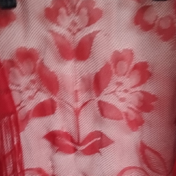 Elegant Red Floral Shawl with Fringe Boho Feminine Girly Cottagecore - Picture 3 of 12